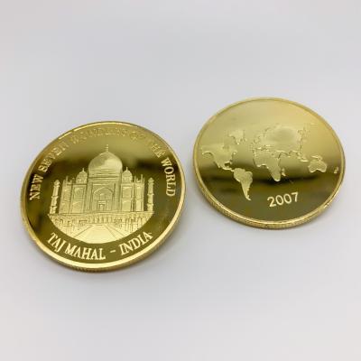 China Europe Sale Coin 2007 Custom Art Collectible Gifts Promotional Coins Gold Engraved The Seven Wonders Coins Of The World for sale