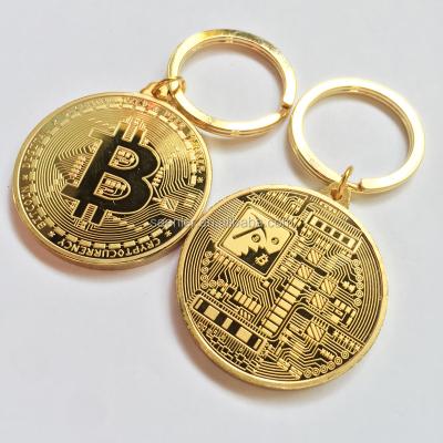 China Europe physical bitcoin gold metal key chain silver plated bitcoin key chain for collectable for sale