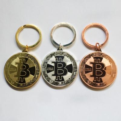 China Metal Engraved Metal Promotion Bitcoin Keychain Key Chain in Matte and Mirror Gold Plating Silver Bronze for sale