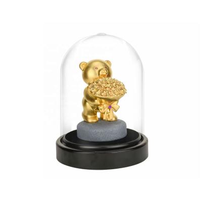 China Valentine's Day Cute Bear Confess Love 24K Gold Plated Art Craft Table Decoration from China Resin Crafts for sale