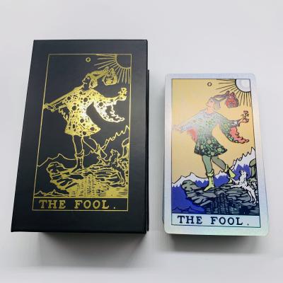 China Custom Tarot Card Waterproof Plastic Gold Silver Aluminum Foil Oracle Cards With Guidebook And Delicate Box for sale