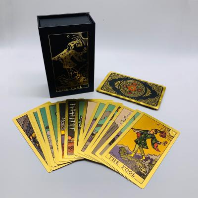 China Gold Foil Tarot Card Board Game Cards Plastic Waterproof Durable Playing Poker Card Bundle With Delicate Box for sale