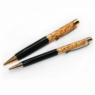 China office & School Pen Gold Aluminum Ball Pen Luxury Velvet Bag Gift Business Gold Plated Black Unique Novelty Metal Logo OEM for sale