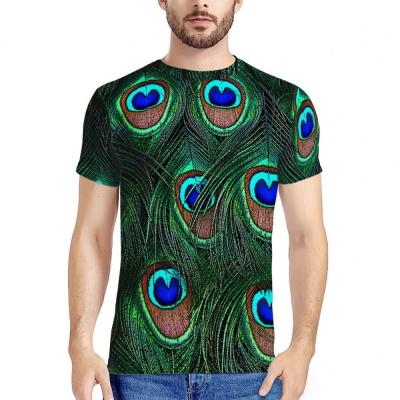 China Anti-Wrinkle Apparel Manufacturers Good Quality T-shirt Oversized Peacock Texture Printed Custom Made T Shirts For Men for sale