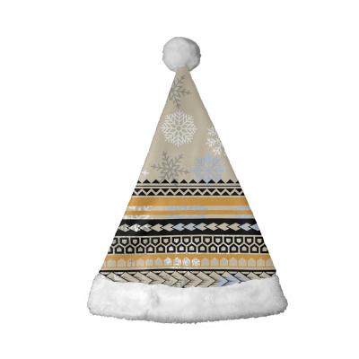 China Tribal Santa Hat Tattoo Snowflake Pattern Christmas Hat Tapa Design Polynesian Soft Fluffy Winter Christmas Ornament POD Tribal Christmas Decoration for sale