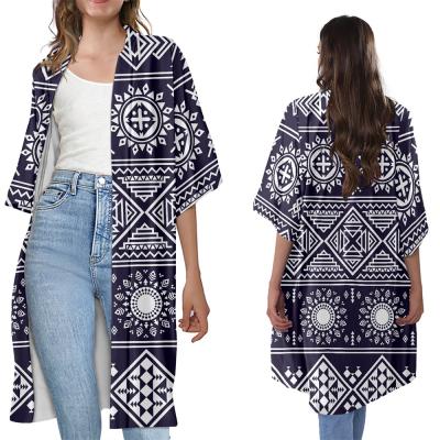 China Women's Loose Cardigan Coat Anti-wrinkle Pattern Logo Print Casual Open Front Long Sleeve Cardigans Custom Women Geometric Tribal Aztec Casual Aztec for sale