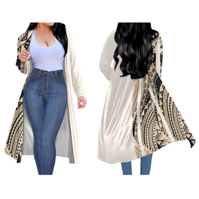 China Summer Ladies Anti-Wrinkle Loose Women Open Front Cardigan Beach Cardigans Tapa Printing Lightweight Long Sleeve Polynesian Cardigans for sale