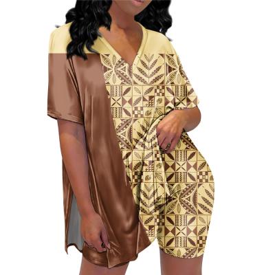 China QUICK DRY Tapa Printing Ladies Home Sleepwear Women's Polynesian Short V-Neck Sleeve Jumper Tops And Shorts Loose Casual Suit for sale