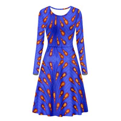 China Anti-Wrinkle Girls' Long Sleeve Clothes Ankara African Design Plus-Size Girls' Dresses Custom Made Dress Crewneck Comfy Women Dress for sale