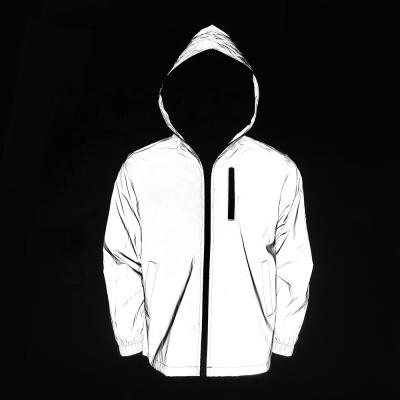 China Long Wind Breaker Jacket Men's Reflective Fashion Waterproof Camping Wind Anorak Custom Made for sale