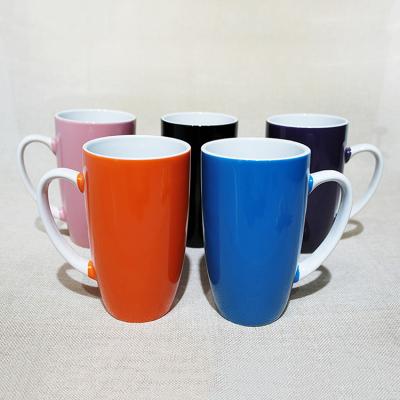 China Sustainable Latte Coffee Mug Colorful Tall Thin Cup Glazed Porcelain for sale