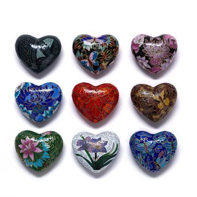 China American Souvenirs Autumn Leave Cloisonne Style Heart Urns for sale