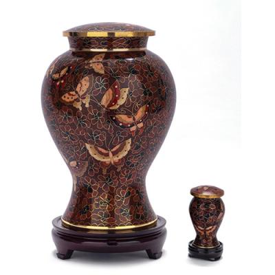 China American Butterfly Memorabilia Brown Style Urns Pet Cloisonne Urns for sale