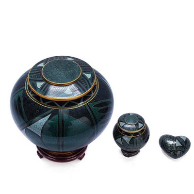 China Green American Style Triangle Abobe Urns For Ashes Urns Cloisonne Keepsakes for sale