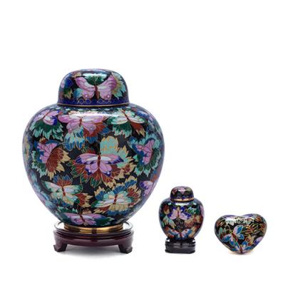 China American Traditional Butterfly Souvenirs Style Pet Cloisonne Urns for sale