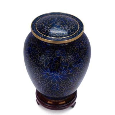 China American Style Blue Flower Pet Caskets and Urns Keepsake Cloisonne Urns for sale