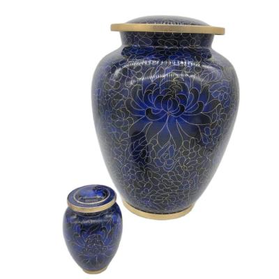 China American Blue Flower Souvenir Style Cloisonne Urns for sale