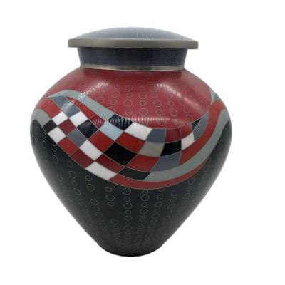 China American Style Red and Black Wavy Metal Cloisonne Urns for sale