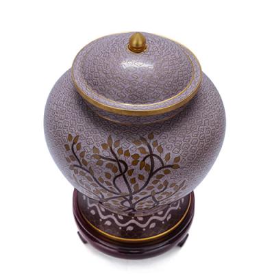 China American Style Forest Cloisonne Cremation Funeral Urns purple for sale