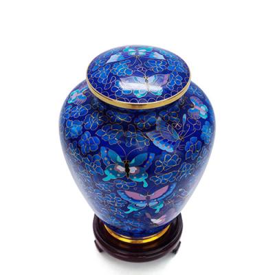 China American Pure Blue Human Cremation Urns Cloisonne Style Urns for sale