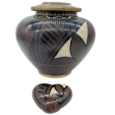 China Brown American Triangle Style Adobe Cloisonne Cremation Urns for sale