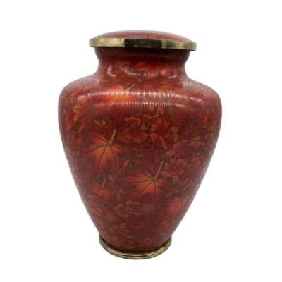 China American Style Autumn Leaves Jar Urns for Human Cloisonne Funeral Urns for sale