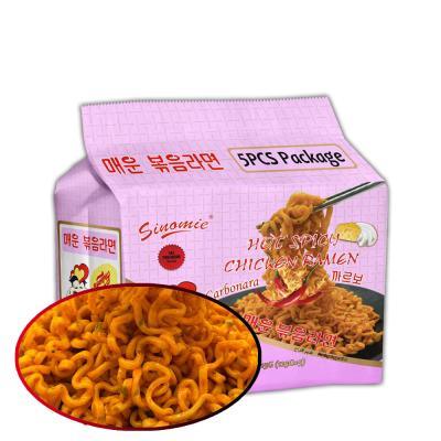 China Five-Pieces Low-sodium Carba Cream of Super Flavor Spicy Korean Bulk Spicy Chicken Hot Roasted Instant Noodles for sale