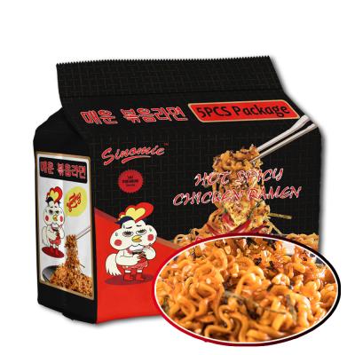 China Low-sodium Factory Low-sodium Factory Price Hot Selling Private Label Style Chicken Korean Fire Noodles Spicy Bag Packing Instant Noodles for sale