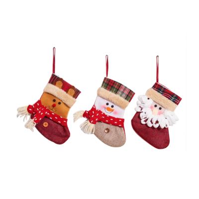 China Christmas Decoration Elegant Mini Light Up Plain Christmas Embroidery Babble Christmas Stockings for sale