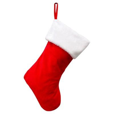 China Simple Christmas Decoration Original Design Plain Christmas Socks Christmas Logo Red Custom Stockings for sale