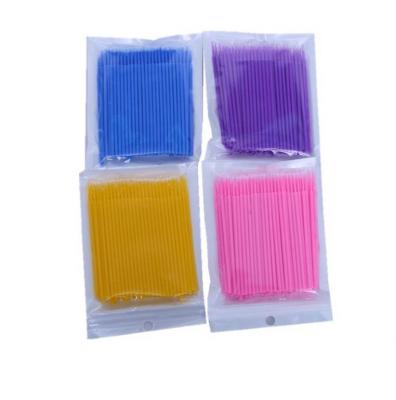 China 100pcs Long Cotton 100pcs Plastic Disposable Eyelash Pad Disposable Eyelash Cleaning Stick Lash Removing Mascara Micro Brush for sale