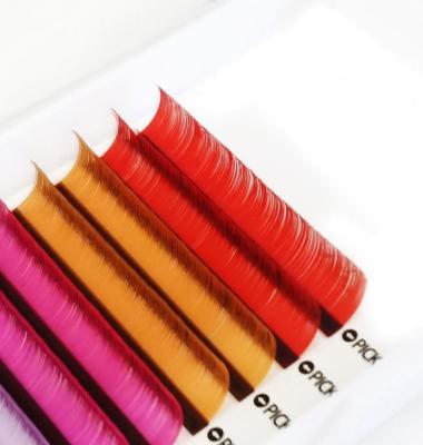 China Professional Supplier Wholesale Natural Soft Volume Rainbow Color Soft Lash With Custom Logo Tray 0.05 Colored Different Eyelash Extensions for sale