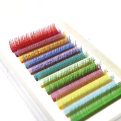 China Natural Super Soft Easy Fanning Colored Neon Individual Eyelash Extensions Fluffy Russian Volume Colored Wicks UV Lashes for sale