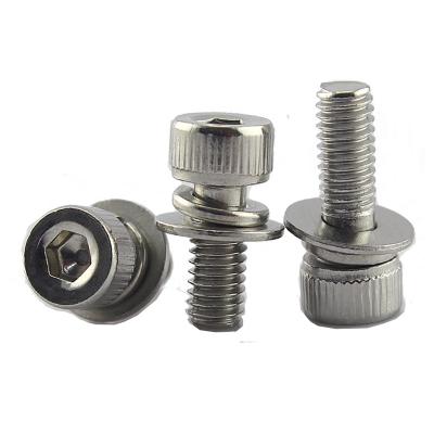 China Hex Socket SUS304 Stainless Steel Hex Socket Knurled Head Thumb Screw With Double Gasket Flat Gasket And Spring Washer for sale