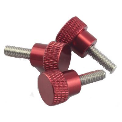 China Cylinder Thumb Screw Knurled Thumb Screws Aluminum Knurled Anodized Red Anodized Thread Stainless Steel Thread for sale