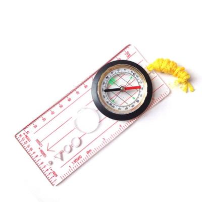 China Pointing Scale High Quality Acrylic Ruler Map Guide Glow Military Luminous Folding Compass for sale