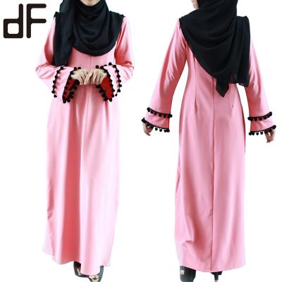 China 95%Polyester+5%Spandex Wholesale High Quality Pink Plain Umbrella Style Abaya OEM New Style Jubah Muslimah for sale