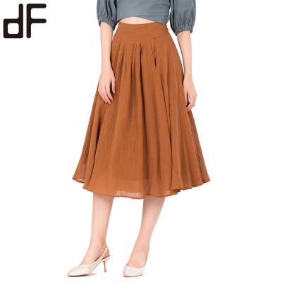 China ODM Plus Size Plus Size Dress Skirts Ruffled High Waisted Brown Canvas Skirt Latest Long Skirt Design With Lining for sale