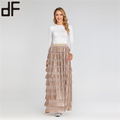 China Anti-Static Modest Muslim Muslim Islamic Clothing Platted Skirts Women Girls Eid Dress Skirts Summer Long Wear for sale