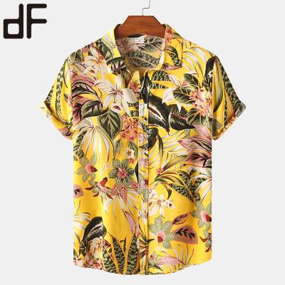 China Wholesale Cheap Anti-Wrinkle T Shirt Bangkok Thailand Lapel Collar Button Up Shirt Men's Tropical Printed Slim Male T-Shirts for sale