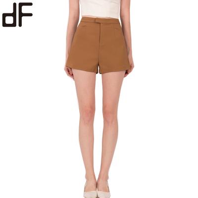 China Custom Viable OEM Ladies Short Pants Khaki Women Pants Streetwear Solid Polyester Short Pants With Side Pockets for sale