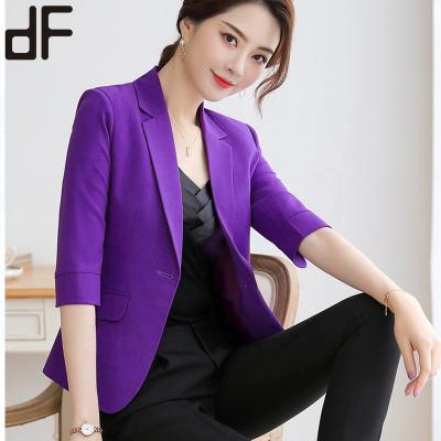 China Simple female professional wear button coat blazer fashion fit ladies Anti-wrinkle style blazer jacket no ironing office korean slim fit formal blazer jacket for sale