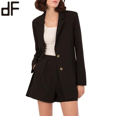 China High Quality OEM Summer Slim Fit Blazer Coat Custom Design Anti Shrink For Women Ladies Black Blazer Suit for sale