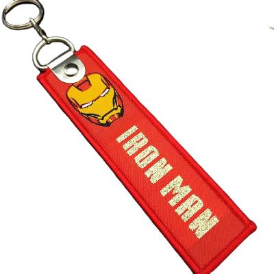 China Sew On Custom Woven Keychain Jet Tag Keychain Embroidered Keychain Super Hero Keychain Key Tag Key Chain for sale