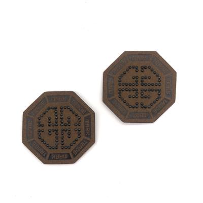 China Viable Custom Hot Sell Genuine Leather Logo Brand Patch Metal Leather Leather Label for sale