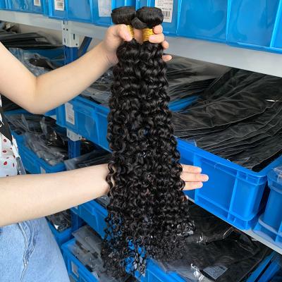 China Wholesale Curly Wave Cuticle Aligned Double Drawn Brazilian Natural Virgin Mink Human Hair Bundle Curly Wave Hair 12A for sale