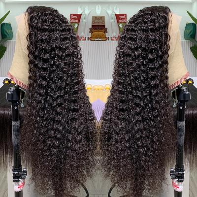 China Regular Wave Human Hair 100% Brazilian Hair 13*4 Lace Frontal Wig Virgin Cuticle Aligned Curly Hair Wave for sale