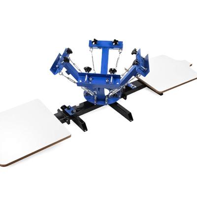 China Hotels 4 Color 2 Station Silk Screening Screen Printing Press Screen Printing Machine for sale