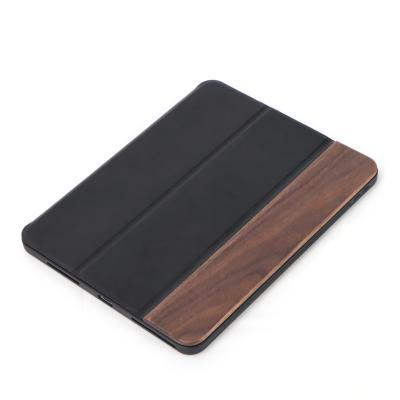 China Protective Case 2021 New Wooden TPU Flip Trifold Cover Tablet Case For Apple iPad Pro (3rd Generation) 11 inch Laptop Standing Case Newest for sale