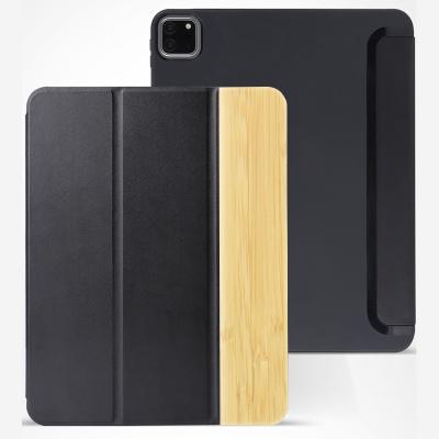 China 2021 New Hard Shell Tablet Cover Wood TPU Back Case Wood TPU Protective Slim Stand Leather Tablet Case For Apple iPad Pro 11